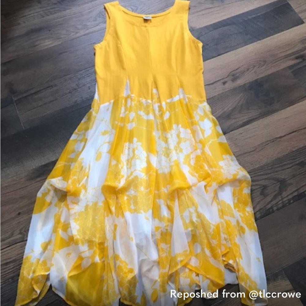 Advance Apparels Yellow and Black Floral Midi Dress